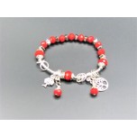 Crystal Bracelet - Red color bead with Trees